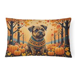 16 x 12 in. Unisex Border Terrier Fall Fabric Decorative Pillow