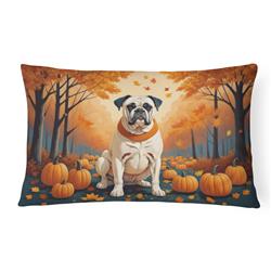 16 x 12 in. Unisex White Boxer Fall Fabric Decorative Pillow