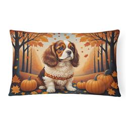 16 x 12 in. Unisex Cavalier Spaniel Fall Fabric Decorative Pillow