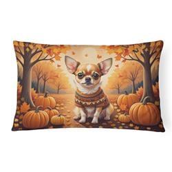 16 x 12 in. Unisex Chihuahua Fall Fabric Decorative Pillow