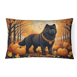 16 x 12 in. Unisex Black Chow Chow Fall Fabric Decorative Pillow