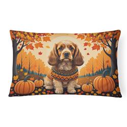 16 x 12 in. Unisex Cocker Spaniel Fall Fabric Decorative Pillow