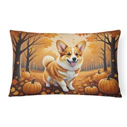16 x 12 in. Unisex Corgi Fall Fabric Decorative Pillow