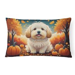 16 x 12 in. Unisex Coton De Tulear Fall Fabric Decorative Pillow
