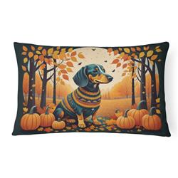 16 x 12 in. Unisex Dachshund Fall Fabric Decorative Pillow