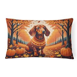 16 x 12 in. Unisex Dachshund Fall Fabric Decorative Pillow