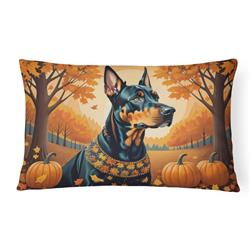 16 x 12 in. Unisex Doberman Pinscher Fall Fabric Decorative Pillow