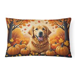 16 x 12 in. Unisex Golden Retriever Fall Fabric Decorative Pillow
