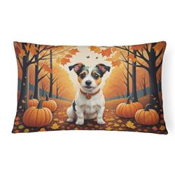 16 x 12 in. Unisex Jack Russell Terrier Fall Fabric Decorative Pillow