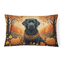 16 x 12 in. Unisex Black Labrador Retriever Fall Fabric Decorative Pillow