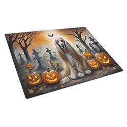 DAC2003LCB 15 x 12 in. Unisex Afghan Hound Spooky Halloween Glass Cutting Board - Large