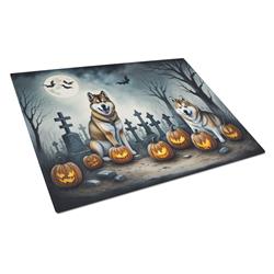 DAC2005LCB 15 x 12 in. Unisex Akita Spooky Halloween Glass Cutting Board - Large