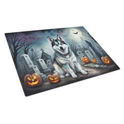 DAC2006LCB 15 x 12 in. Unisex Alaskan Malamute Spooky Halloween Glass Cutting Board - Large