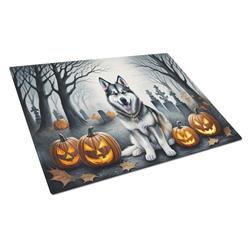 DAC2007LCB 15 x 12 in. Unisex Alaskan Malamute Spooky Halloween Glass Cutting Board - Large