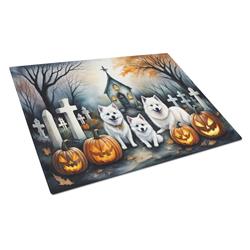 DAC2008LCB 15 x 12 in. Unisex American Eskimo Spooky Halloween Glass Cutting Board - Large