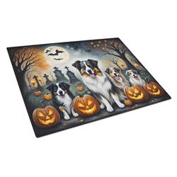 DAC2009LCB 15 x 12 in. Unisex Australian Shepherd Spooky Halloween Glass Cutting Board - Large