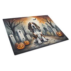 DAC2010LCB 15 x 12 in. Unisex Basset Hound Spooky Halloween Glass Cutting Board - Large