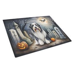 DAC2012LCB 15 x 12 in. Unisex Bearded Collie Spooky Halloween Glass Cutting Board - Large