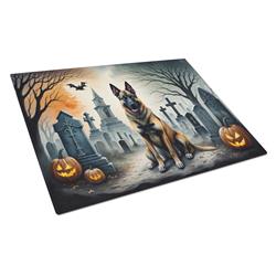 DAC2013LCB 15 x 12 in. Unisex Belgian Malinois Spooky Halloween Glass Cutting Board - Large