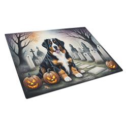 DAC2014LCB 15 x 12 in. Unisex Bernese Mountain Dog Spooky Halloween Glass Cutting Board - Large