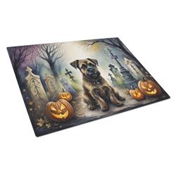 DAC2019LCB 15 x 12 in. Unisex Border Terrier Spooky Halloween Glass Cutting Board - Large