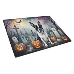 DAC2020LCB 15 x 12 in. Unisex Boston Terrier Spooky Halloween Glass Cutting Board - Large