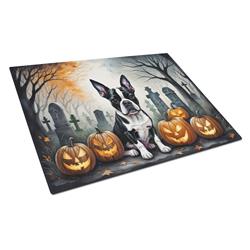DAC2022LCB 15 x 12 in. Unisex Boston Terrier Spooky Halloween Glass Cutting Board - Large