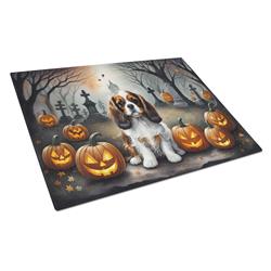 DAC2029LCB 15 x 12 in. Unisex Cavalier Spaniel Spooky Halloween Glass Cutting Board - Large
