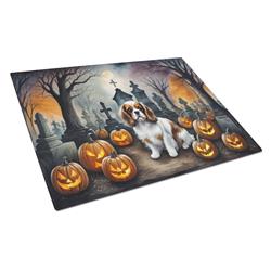 DAC2030LCB 15 x 12 in. Unisex Cavalier Spaniel Spooky Halloween Glass Cutting Board - Large
