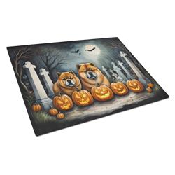 DAC2034LCB 15 x 12 in. Unisex Chow Chow Spooky Halloween Glass Cutting Board - Large