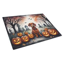 DAC2035LCB 15 x 12 in. Unisex Dachshund Spooky Halloween Glass Cutting Board - Large