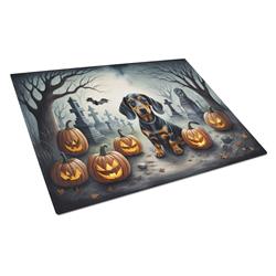 DAC2036LCB 15 x 12 in. Unisex Dachshund Spooky Halloween Glass Cutting Board - Large