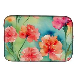 21 x 14 in. Unisex Carnations in Watercolor Dish Drying Mat