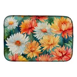 DAC1554DDM 21 x 14 in. Chrysanthemums in Watercolor Dish Drying Mat