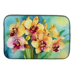 21 x 14 in. Unisex Orchids in Watercolor Dish Drying Mat
