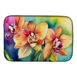 21 x 14 in. Unisex Orchids in Watercolor Dish Drying Mat