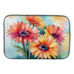 21 x 14 in. Unisex Gerbera Daisies in Watercolor Dish Drying Mat