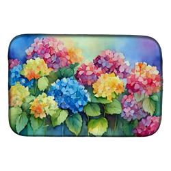 21 x 14 in. Unisex Hydrangeas in Watercolor Dish Drying Mat