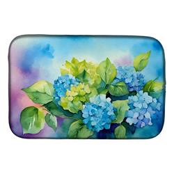 21 x 14 in. Unisex Hydrangeas in Watercolor Dish Drying Mat