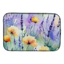21 x 14 in. Unisex Lavender in Watercolor Dish Drying Mat