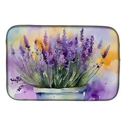 21 x 14 in. Unisex Lavender in Watercolor Dish Drying Mat