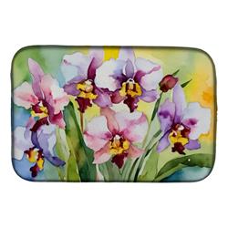 21 x 14 in. Unisex Orchids in Watercolor Dish Drying Mat