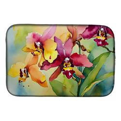 21 x 14 in. Unisex Orchids in Watercolor Dish Drying Mat
