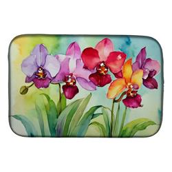 21 x 14 in. Unisex Orchids in Watercolor Dish Drying Mat