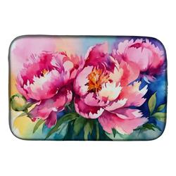 21 x 14 in. Unisex Peonies in Watercolor Dish Drying Mat