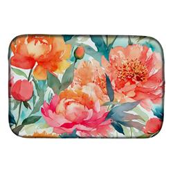 21 x 14 in. Unisex Peonies in Watercolor Dish Drying Mat