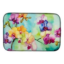 21 x 14 in. Unisex Orchids in Watercolor Dish Drying Mat