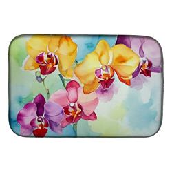 21 x 14 in. Unisex Orchids in Watercolor Dish Drying Mat