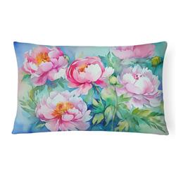 16 x 12 in. Unisex Peonies in Watercolor Fabric Decorative Pillow