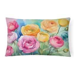 16 x 12 in. Unisex Ranunculus in Watercolor Fabric Decorative Pillow